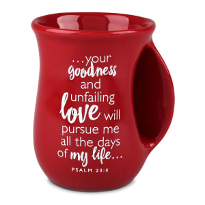 Loved Handwarmer Mug 18 oz Psalm 23:6 - Red Flower Bouquet