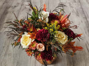 Copper Rose Pumpkin Flower Bouquet