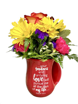 Loved Handwarmer Mug 18 oz Psalm 23:6 - Red