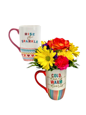 Tall Winter Latte Mug Flower Bouquet