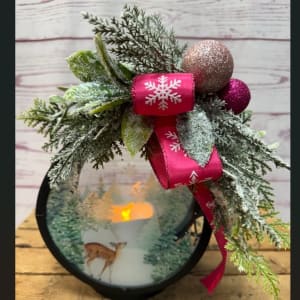 Winter Wonderland Deer Silk (Artificial) Lantern Flower Arrangement Winter Wonderland Deer Silk (Artificial) Lantern Flower Bouquet