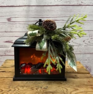 Flickering Fireplace Silk (Artificial) Lanterns Flower Bouquet
