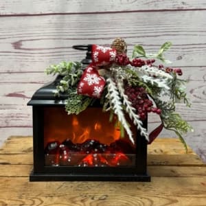 Flickering Fireplace Silk (Artificial) Lanterns Flower Bouquet