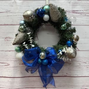 Festively Frosted Silk (Artificial) Wreath Flower Bouquet