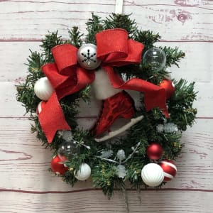 Festively Frosted Silk (Artificial) Wreath Flower Bouquet