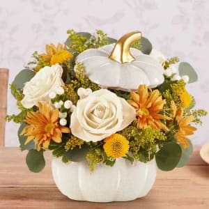 Fall White Pumpkin Flower Bouquet