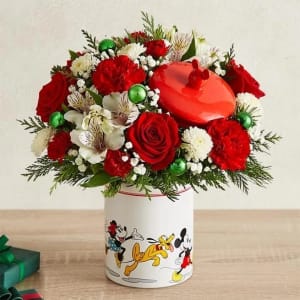 Disney Mickie Mouse and Friends Holiday Cookie Jar Flower Bouquet