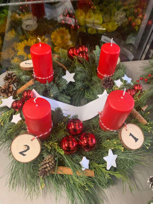 Handmade Red Advent Wreath