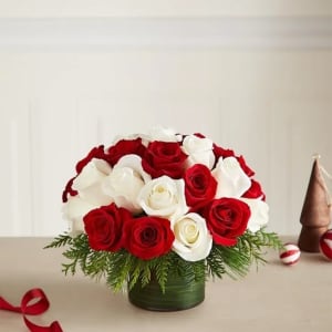 Candy Cane Swirl Roses Flower Bouquet
