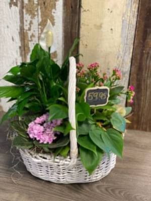 A Hint of Pink Basket Planter Flower Bouquet