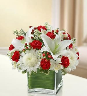 Healing Hope-Red & White Flower Arrangement Healing Hope-Red & White Flower Bouquet