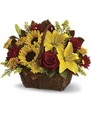 Golden Days Basket Flower Arrangement Golden Days Basket Flower Bouquet