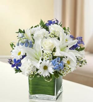 Healing Hope-Blue & White Flower Arrangement Healing Hope-Blue & White Flower Bouquet