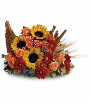 Classic Cornucopia Flower Arrangement Classic Cornucopia Flower Bouquet
