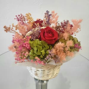 Preserved Rose Basket Flower Arrangement Preserved Rose Basket Flower Bouquet