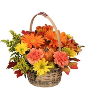 Enjoy Fall Basket Flower Bouquet