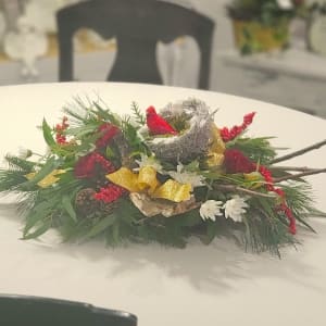 Rustic Elegance Centerpiece with Cardinal Flower Bouquet