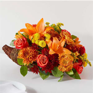 Thanksgiving Blessings Cornucopia Flower Bouquet