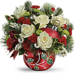 Classic Holly Ornament Flower Bouquet