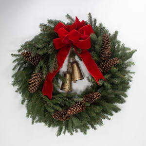 24" Noble Fir Wreath with Bells Flower Arrangement 24" Noble Fir Wreath with Bells Flower Bouquet