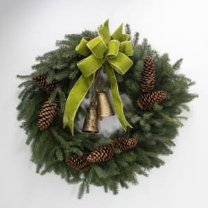 24" Noble Fir Wreath with Bells Flower Arrangement 24" Noble Fir Wreath with Bells Flower Bouquet