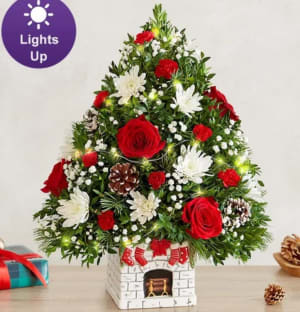 Holiday Flower Tree Merry Mantel Flower Bouquet