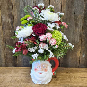 Santa Pitcher Bouquet 19" Flower Bouquet