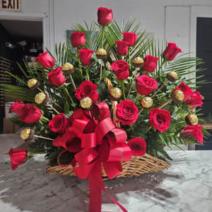 Fireside Premium Rose Basket Flower Bouquet