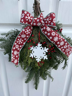 Handmade Christmas Swagg with Bow and Decor