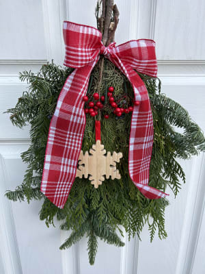 Handmade Christmas Swagg with Bow and Decor