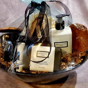 Black and White Gift Basket Flower Bouquet