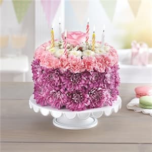Birthday Wishes Flower Cake ™  Pastel Flower Bouquet