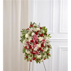 Red Rose And Lily Standing Spray