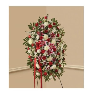 Red Rose And Lily Standing Spray