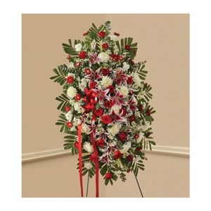 Red Rose And Lily Standing Spray