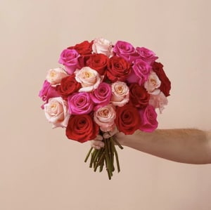 YOU'RE MINE - PREMIUM PINK, HOT PINK, & RED ROSES WRAPPED BOUQUET Flower Bouquet