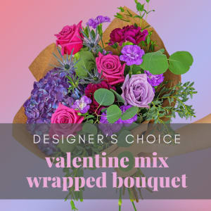 VALENTINE MIX WRAPPED BOUQUET - A FLORIST ORIGINAL Flower Bouquet