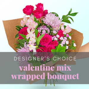 VALENTINE MIX WRAPPED BOUQUET - A FLORIST ORIGINAL Flower Bouquet