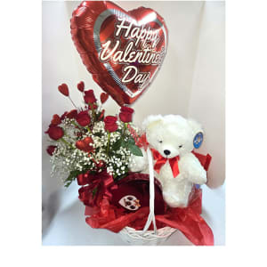 Valentine's Special Basket Flower Bouquet