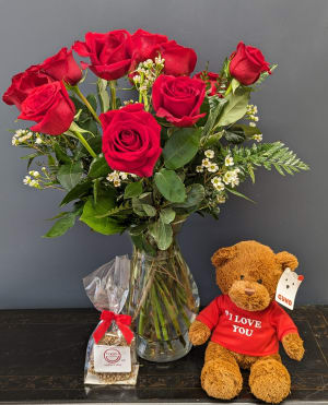 Roses Truffles & Cuddles Flower Bouquet