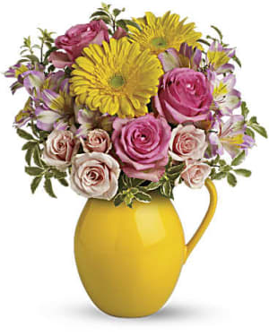Teleflora's Sunny Day Pitcher of Charm Flower Arrangement Teleflora's Sunny Day Pitcher of Charm Flower Bouquet