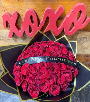Grand Gesture - 50 Roses Hand Tied Flower Bouquet