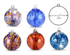 Tree of Life Hand-Blown Glass Sprite Witch Ball Kugel 3" Ornament Flower Bouquet