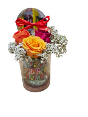 Birthday Wine Glass Flower Bouquet