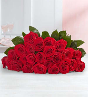 Two Dozen Romantic Red Roses Flower Bouquet