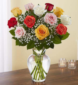 Rose Elegance™ Premium Long Stem Assorted Roses Flower Bouquet
