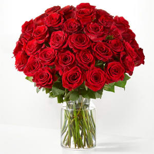 Three Dozen Long Stem Red Roses Flower Bouquet
