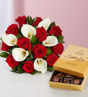 Red Rose & Calla Lily Bouquet for Valentine’s Day Flower Bouquet