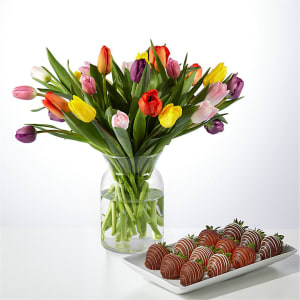 Picnic Tulips Bouquet and Berry Bundle Flower Bouquet