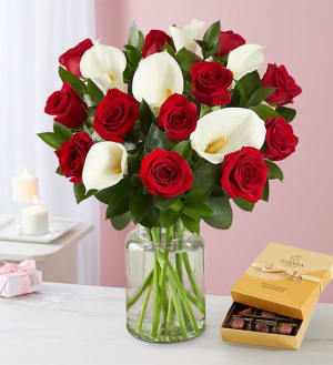 Red Rose & Calla Lily Bouquet for Valentine’s Day Flower Bouquet